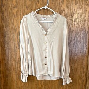 ANDREE BY UNIT Cream V-Neck Puff Sleeve Blouse